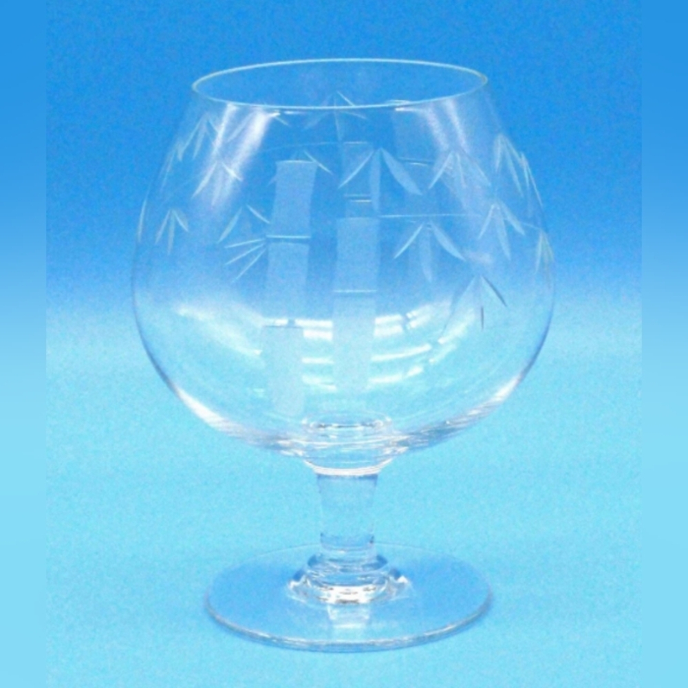 Noritake Sasaki Bamboo Etched Brandy Snifter Glass Vintage Cognac Glass 1960s